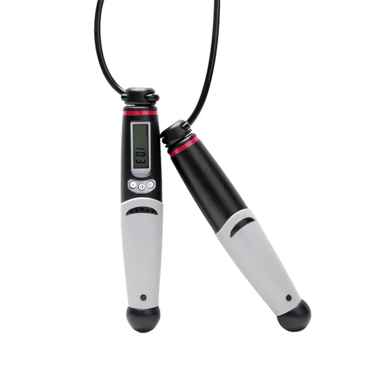 KYTO 2106B Corded Version Calorie Electronic Counting Skipping Rope Adult Fitness Timing Skipping Rope with Steel Wire Rope (Black Gray)