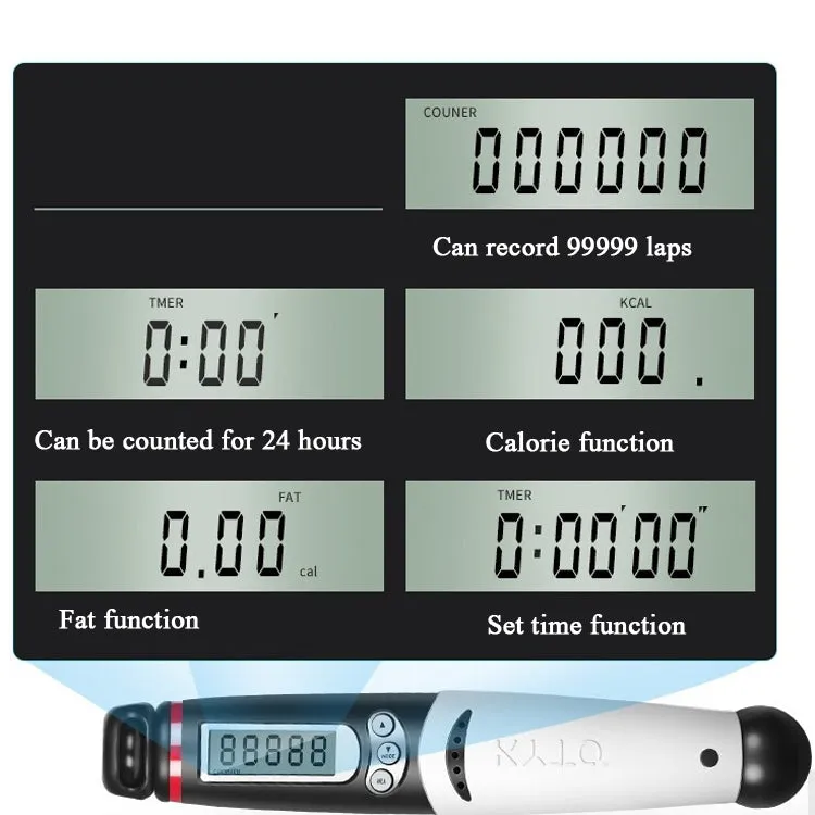 KYTO 2106B Corded Version Calorie Electronic Counting Skipping Rope Adult Fitness Timing Skipping Rope with Steel Wire Rope (Black Gray)