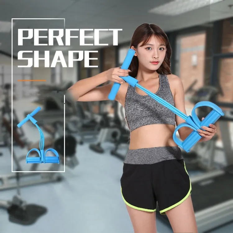 Multifunctional Four-Tube Pedal Puller Pedal Elastic Rope Sit-Ups Aid Abdomen Fitness Equipment(Red)