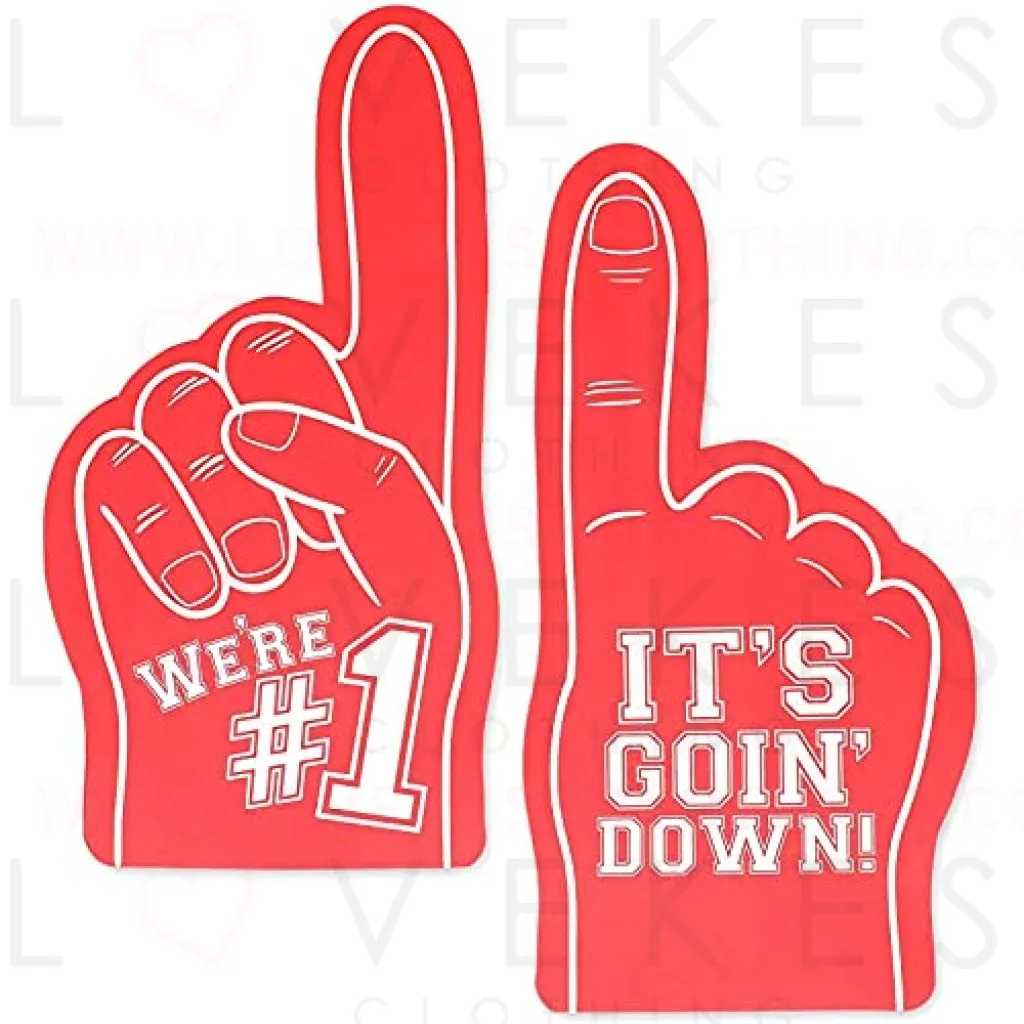 Okuna Outpost 2 Pack Foam Finger for Sporting Events, We’re Number 1, It’s Going Down (Red, 17.5 in)
